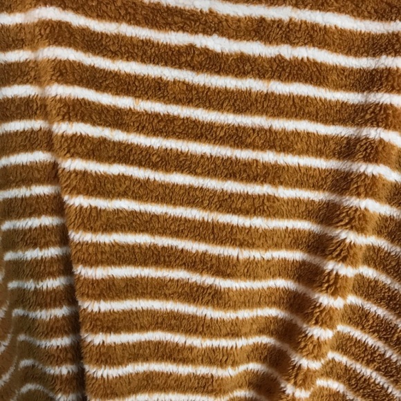 FREE PEOPLE Women’s “Breton” Must Yellow White Striped Pullover Fuzzy Sweater XS - Picture 4 of 5